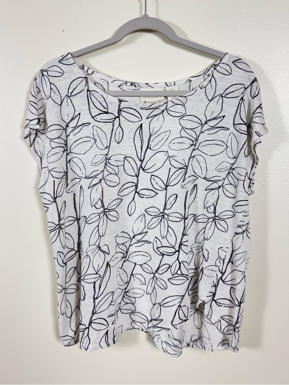 Cynthia Rowley 100% Linen Blouse Tunic XL Beach Coastal Euro Summer Minimalist